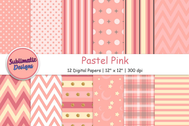 12 Pastel Pink Digital Papers Sublimation Sublimatiz Designs 