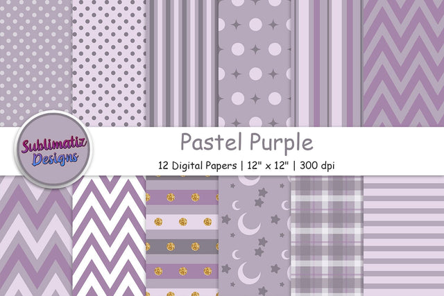12 Pastel Purple Digital Papers Sublimation Sublimatiz Designs 