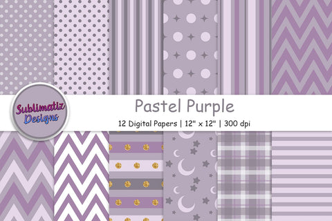 12 Pastel Purple Digital Papers Sublimation Sublimatiz Designs 