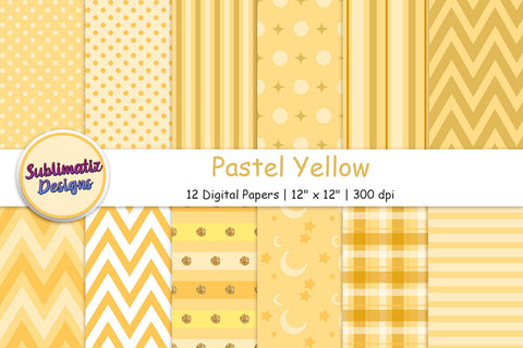 12 Pastel Yellow Digital Papers Digital Pattern Sublimatiz Designs 