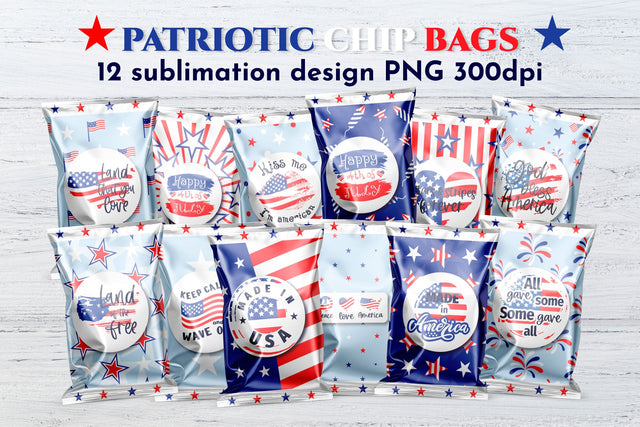 12 Patriotic Chip bag template bundle. Sublimation designs Sublimation Angelina Semenova 