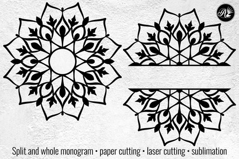 12-point Floral Mandala Monogram cut files SVG Angel on Empire 