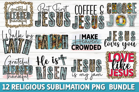 12 Religious Sublimation PNG Bundle SVG fokiira 