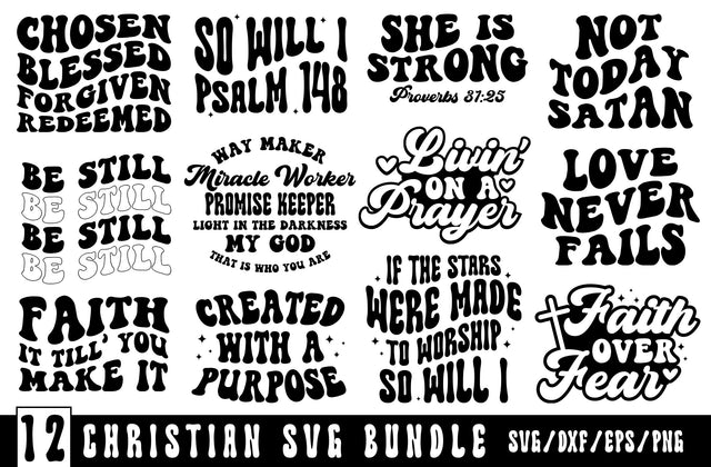 12 Retro Christian Bundle SVG, Scripture Bundle, Instant Download, Bible Verse Bundle, Cut Files for Cricut, Religious SVG, Jesus, God, Faith svg dxf SVG MD mominul islam 