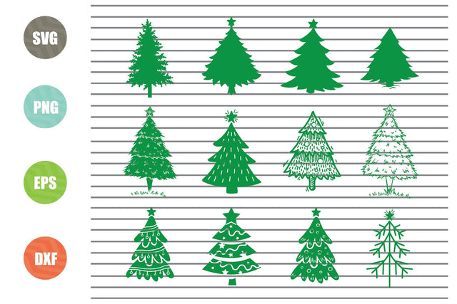12 Styles Christmas Tree Svg Png Dxf Eps Cut Files SVG Artstoredigital 