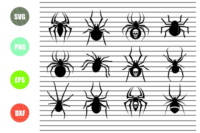 12 Styles Halloween Spider Svg - Halloween SVG PNG DXF EPS Cut Files SVG Artstoredigital 