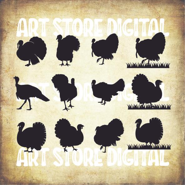 12 Styles Turkey SVG, Turkey Bundle SVG, Turkey Silhouette, Turkey Clipart, Digital File, Cricut Svg file, Instant download SVG Artstoredigital 