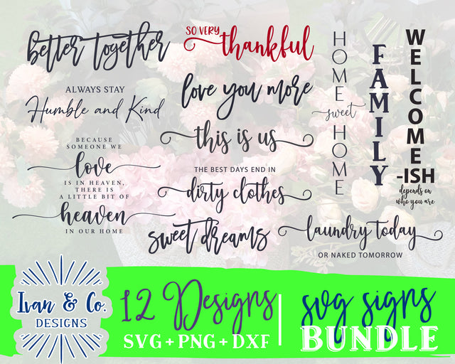 12 Svg Signs Bundle | Laundry Svg | Family Svg | Home Sweet Home Svg | This is us Svg | Commercial Use | Digital Cut Files | DXF PNG (2022b0805) SVG Ivan & Co. Designs 