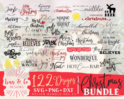 122 Christmas SVG Bundle Vol. C2 | Merry Christmas Svg | This Home Believes Svg | Joy Svg | Commercial Use | Digital Cut Files (1313839385) SVG Ivan & Co. Designs 