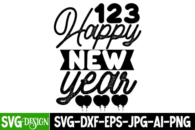 123 Happy New Year SVG Cut File SVG BlackCatsMedia 