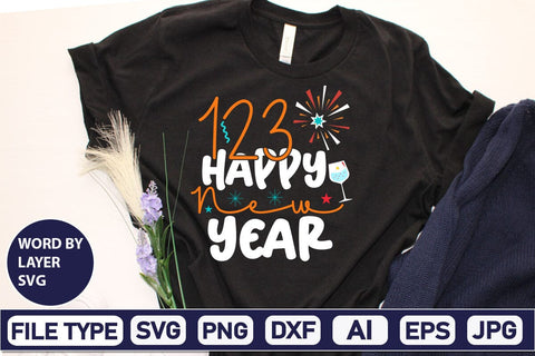 123 Happy New Year SVG Cut File SVG DesignPlante 503 