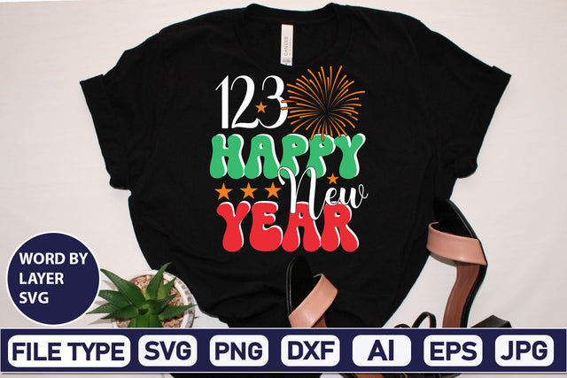 123 Happy New Year SVG Cut File SVGs,Quotes and Sayings,Food & Drink,On Sale, Print & Cut SVG DesignPlante 503 