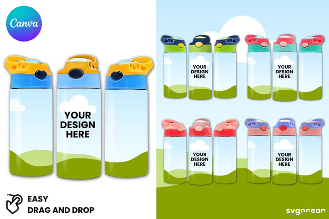 12oz Kids FlipTop Tumbler Canva Smart Mockup | Drag & Drop Mock Up Photo SvgOcean 