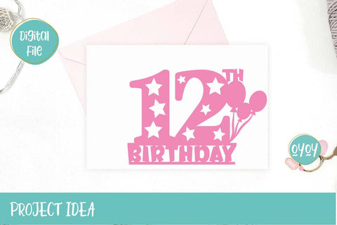 12th Birthday Cake Topper SVG | Twelve Birthday Number SVG SVG OyoyStudioDigitals 