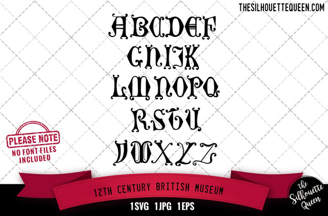 12th Century. British Museum alphabets - ABC letters SVG Loveleen Kaur 