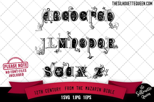 12th Century. From the Mazarin Bible alphabets - ABC letters SVG Loveleen Kaur 