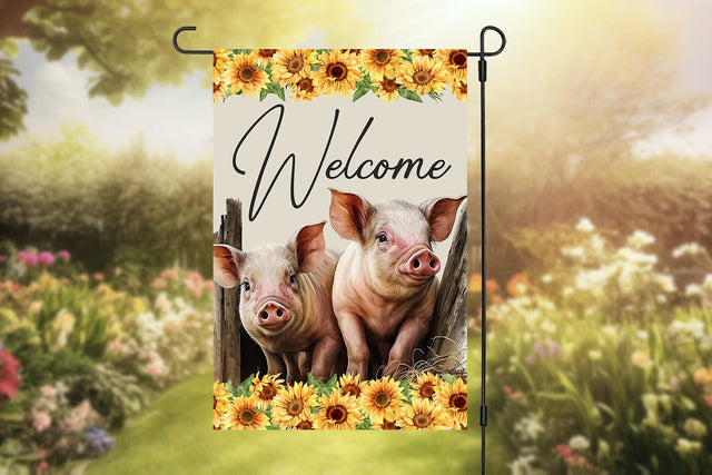 12x18 Pig Garden Flag Sublimation Design Sublimation BijouBay 