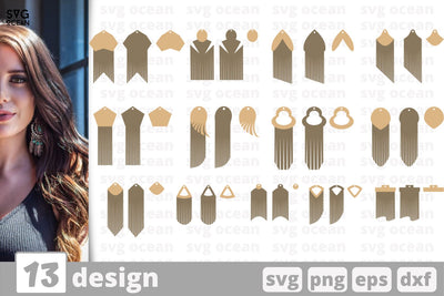 13 Fringed earrings designs cricut svg SVG SvgOcean 