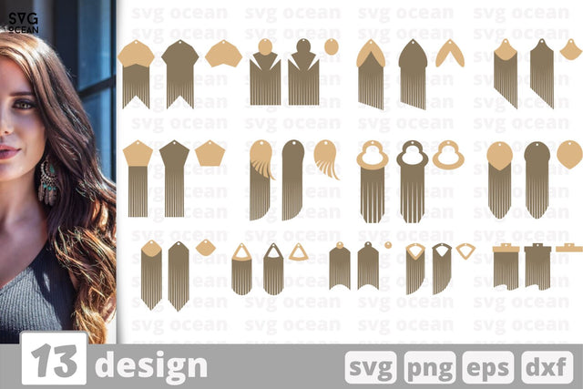 13 Fringed earrings designs cricut svg SVG SvgOcean 