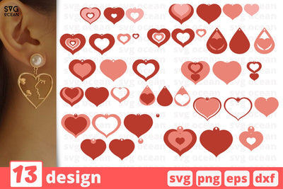 13 Heart shaped earrings designs cricut svg SVG SvgOcean 