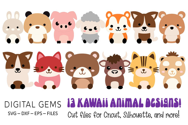 13 kawaii animal designs SVG Digital Gems 