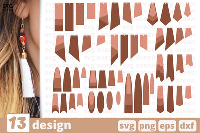 13 Long stacked earrings designs cricut svg SVG SvgOcean 