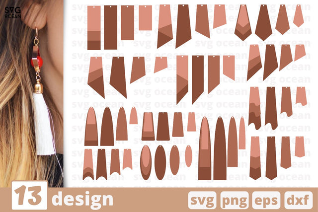 13 Long stacked earrings designs cricut svg SVG SvgOcean 