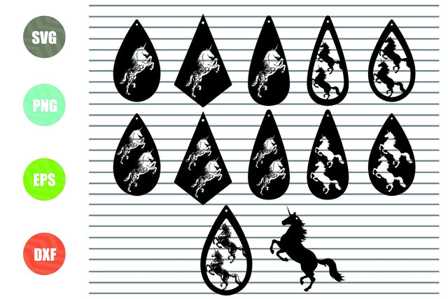 13 Styles Unicorn Earrings Svg, Earring cut files Png earring Unicorn earring dxf Unicorn clipart SVG Artstoredigital 