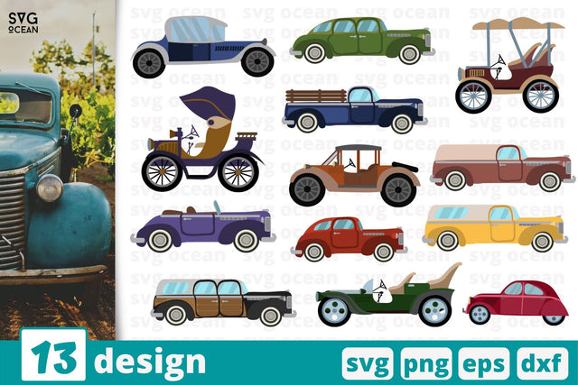 13 Vintage cars designs cricut svg SVG SvgOcean 