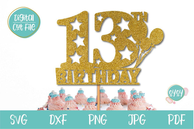 13th Birthday Cake Topper SVG | Thirteen Birthday Number SVG SVG OyoyStudioDigitals 