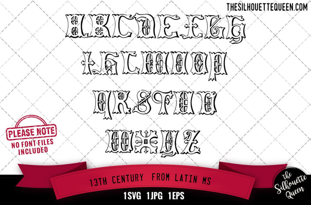 13th Century. From Latin MS alphabets - ABC letters SVG Loveleen Kaur 