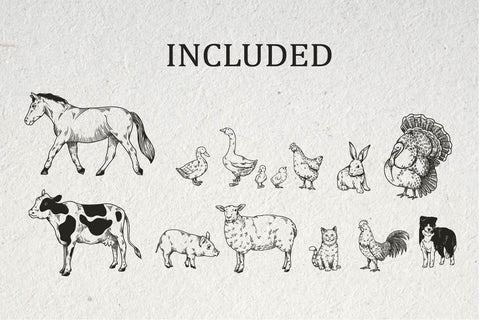 14 Farm animals handrawn svg,dxf,eps,png SVG dadan_pm 