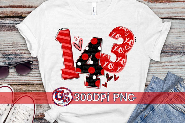 143 Red PNG for Sublimation-Valentine's Day Sublimation Greedy Stitches 
