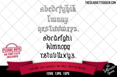 14th and 15th Centuries. Two Small. British Museum alphabets - ABC letters SVG Loveleen Kaur 