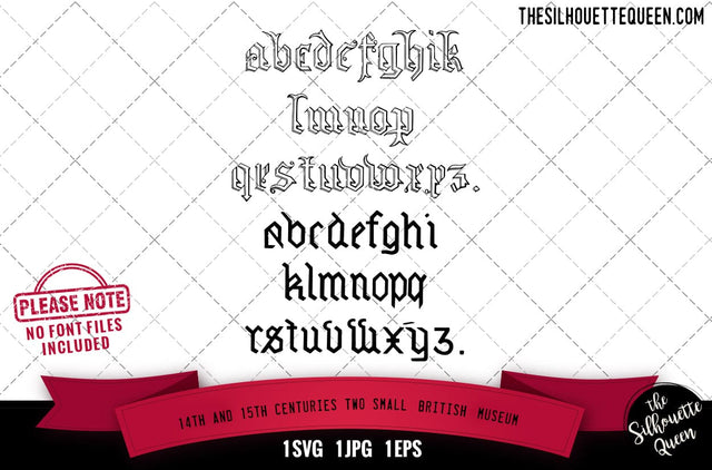 14th and 15th Centuries. Two Small. British Museum alphabets - ABC letters SVG Loveleen Kaur 