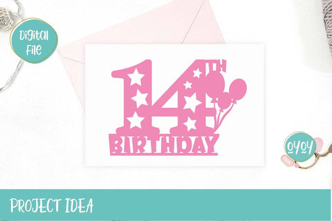 14th Birthday Cake Topper SVG | Fourteen Birthday Number SVG SVG OyoyStudioDigitals 