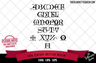 14th Century. British Museum alphabets - ABC letters SVG Loveleen Kaur 