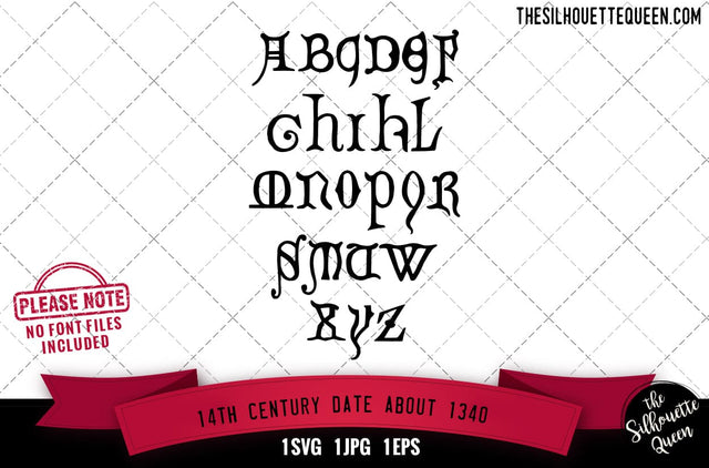 14th Century. Date about 1340 alphabets - ABC letters SVG Loveleen Kaur 