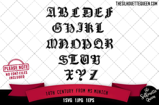 14th Century. from ms.Munich alphabets - ABC letters SVG Loveleen Kaur 