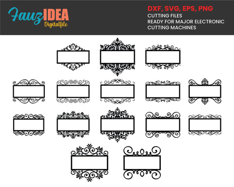 15 Address name Monogram Frame SVG DXF PNG digital download files Silhouette Cricut, vector graphics Vinyl Cutting Machines, Screen Printing SVG Fauz 