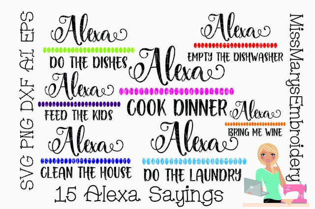 15 Alexa Saying Bundle SVG MissMarysEmbroidery 