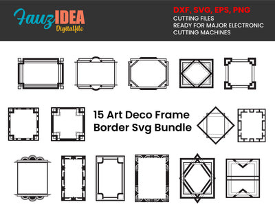 15 Art Deco Frame Border Svg Bundle SVG Fauz 