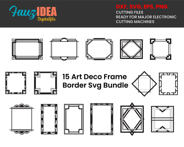 15 Art Deco Frame Border Svg Bundle SVG Fauz 