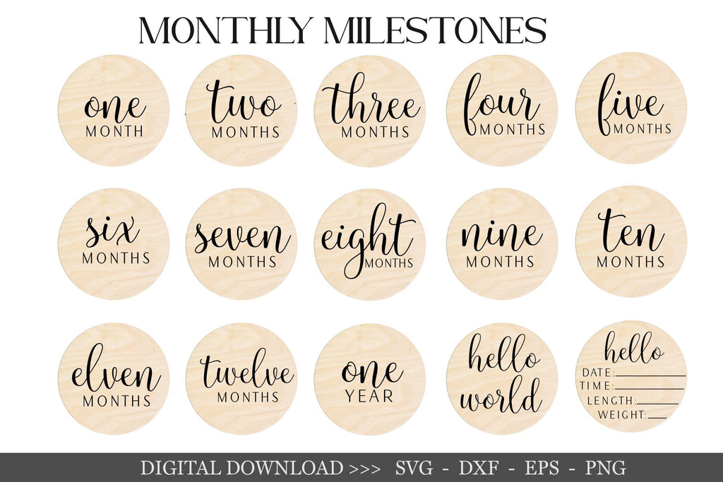 15 Baby Monthly Milestone svg Bundle , Baby Monthly Milestone Rounds ...
