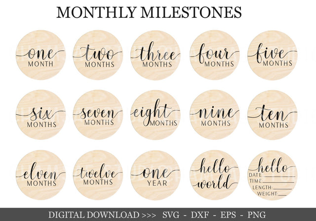15 Baby Monthly Milestone svg Bundle , Baby Monthly Milestone Rounds SVG SVG Chamsae Studio 