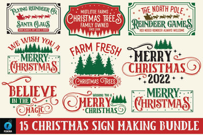 15 Christmas Sign Making Bundle SVG fokiira 