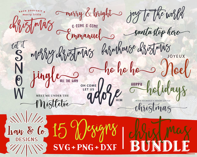 15 Christmas Signs SVG Bundle | Farmhouse Sign Svg | Christmas Svg | Commercial Use | Digital Cut Files | DXF PNG (2022b0801) SVG Ivan & Co. Designs 