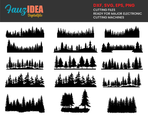 15 Forest Bundle, Forest svg Bundle, Forest Silhouette, Camping svg, Trees Clipart svg Bundle. Trees Silhouette svg, Forest Outdoor svg SVG Fauz 