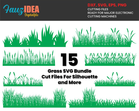 15 Grass SVG Bundle, Grass SVG, Grass Cut Files For Silhouette, Files for Cricut, Grass Vector, Field Svg, Dxf, Png, Eps, Digital Download SVG Fauz 