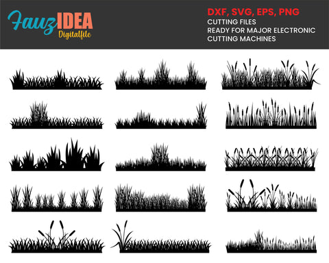 15 Grass SVG Bundle, Grass SVG, Grass Cut Files For Silhouette, Files for Cricut, Grass Vector, Field Svg, Dxf, Png, Eps, Digital Download SVG Fauz 